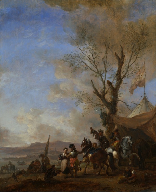 Cavalrymen halted at a Sutlers Booth by Philips Wouwermans